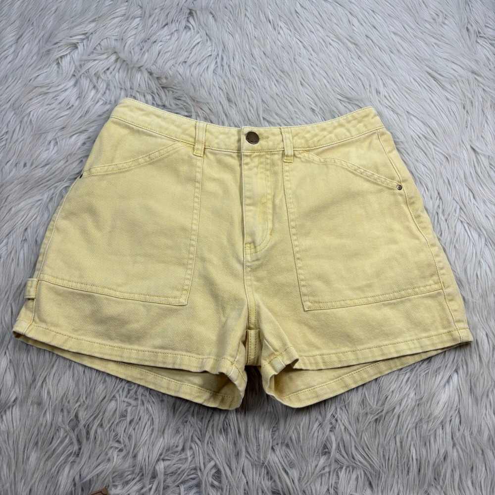 Billabong Women's 26 Butter Yellow Twill Utility Shorts Carpenter Beach